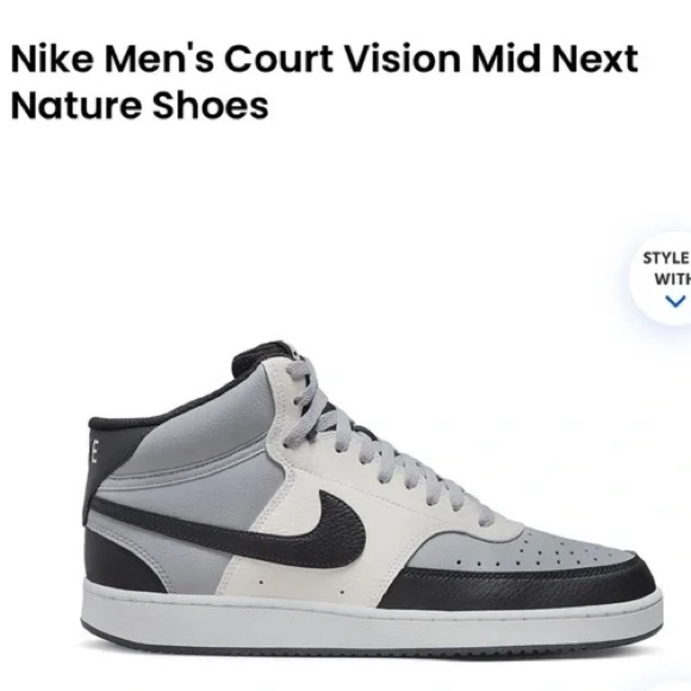 Nike Men’s Court Vision Mid Next Nature Shoes Size 10.5